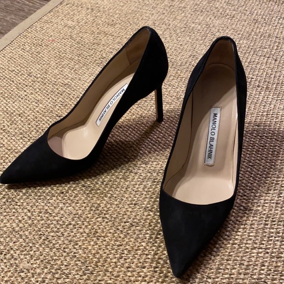 Sz 4 Manolo Blahnik BB 90 black suede pumps - Picture 3 of 10
